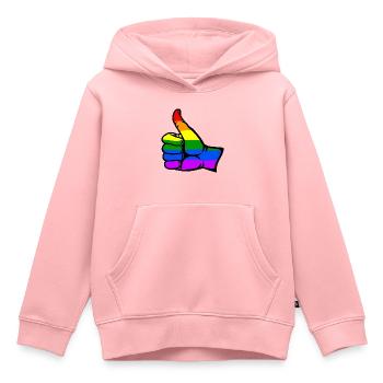 Regenbogenfarbe Flagge Hand alles klar Symbol - Kinder Premium Organic Hoodie - Rosa - Vorne - AI Model Kid Female (0cm)