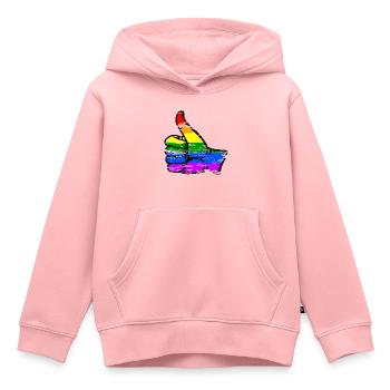 Regenbogenfarbe Flagge Hand alles klar Symbol used - Kinder Premium Organic Hoodie - Rosa - Vorne - AI Model Kid Female (0cm)