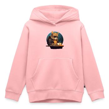 Cool Cat CEO - Patron détendu au bureau avec - Sweat Premium à capuche enfant bio - rose - Devant - AI Model Kid Female (0cm)