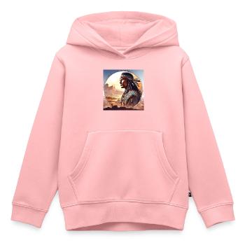 Indien, Portrait, Paysage, Cercle, Côté, Aquarelle - Sweat Premium à capuche enfant bio - rose - Devant - AI Model Kid Female (0cm)