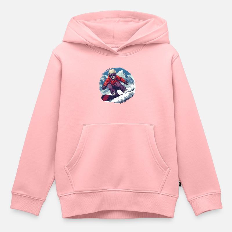 Skull Snowboarder Snowboard Après-Ski - Sweat Premium à capuche enfant bio - rose