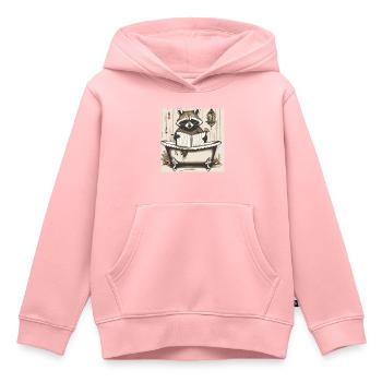 raton laveur, journal, salle de bain, lecture, affiche - Sweat Premium à capuche enfant bio - rose - Devant - AI Model Kid Female (0cm)