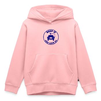 Conduire une voiture électrique - Sweat Premium à capuche enfant bio - rose - Devant - AI Model Kid Female (0cm)