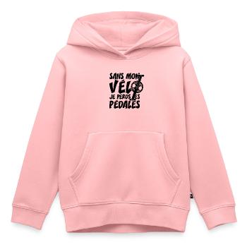 SANS MON VÉLO, JE PERDS LES PÉDALES ! - Sweat Premium à capuche enfant bio - rose - Devant - AI Model Kid Female (0cm)