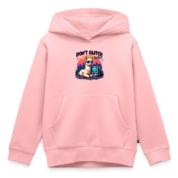 Don’t Glitch my Vibe - Alpaga Retro Gaming - Sweat Premium à capuche enfant bio - rose - Devant - AI Model Kid Female (0cm)