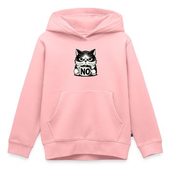 Chat agacé sans tasse - Morning Grouch - Sweat Premium à capuche enfant bio - rose - Devant - AI Model Kid Female (0cm)