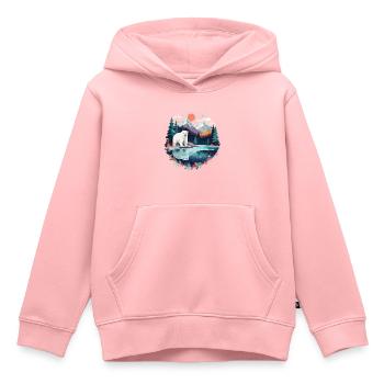 ours polaire faune faune nature nature - Sweat Premium à capuche enfant bio - rose - Devant - AI Model Kid Female (0cm)