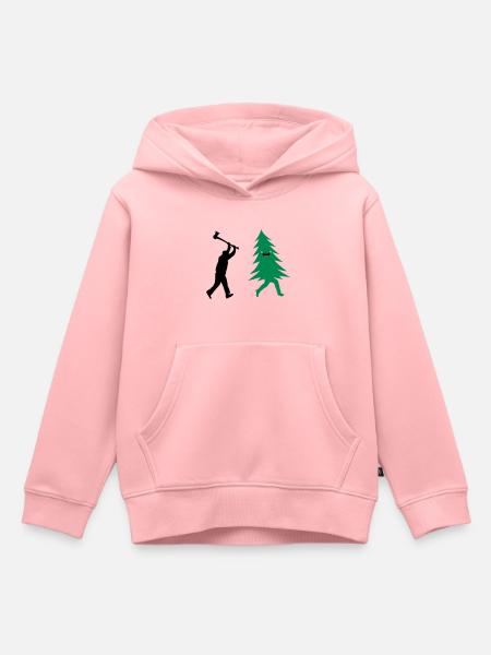 Funny Christmas tree is chased by Lumberjack - Kids Premium Organic Hoodie - rose