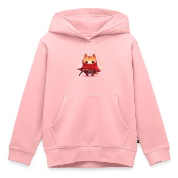Chat déguisé en cowboy - Sweat Premium à capuche enfant bio - rose - Devant - AI Model Kid Female (0cm)