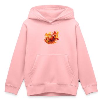 Basketball, maple and oak leaves in autumn - Kids Premium Organic Hoodie - rose - Front - AI Model Kid Female (0cm)