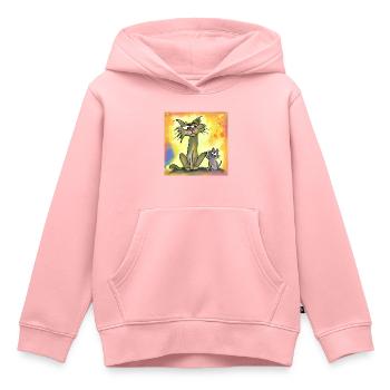 Babykatze und grimmige alte Katze - Kinder Premium Organic Hoodie - Rosa - Vorne - AI Model Kid Female (0cm)