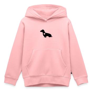 Cadeau de chien de race de chien de silhouette de teckel - Sweat Premium à capuche enfant bio - rose - Devant - AI Model Kid Female (0cm)