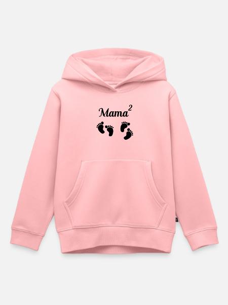 Maman jumeaux carrés jumeaux cadeau - Sweat Premium à capuche enfant bio - rose