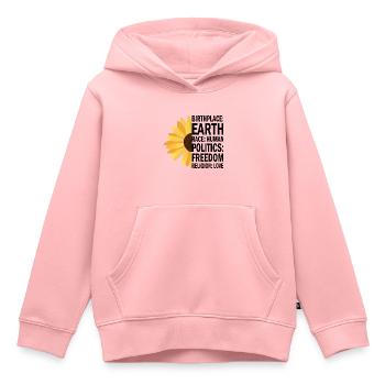 Lieu de naissance Earth Race Human Anti Racism - Sweat Premium à capuche enfant bio - rose - Devant - AI Model Kid Female (0cm)