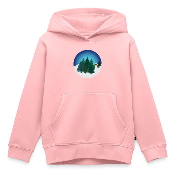 Sapins de Noël dans la nature - Sweat Premium à capuche enfant bio - rose - Devant - AI Model Kid Female (0cm)