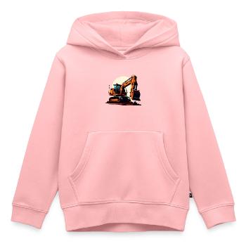 Pelles| Pelles à godets | Rétro - Sweat Premium à capuche enfant bio - rose - Devant - AI Model Kid Female (0cm)