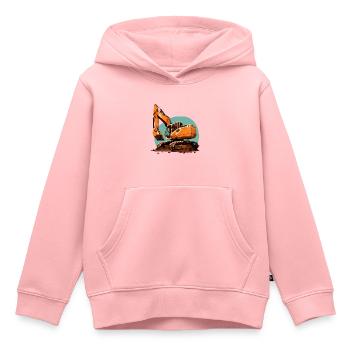 Pelles| Pelles à godets | Rétro - Sweat Premium à capuche enfant bio - rose - Devant - AI Model Kid Female (0cm)