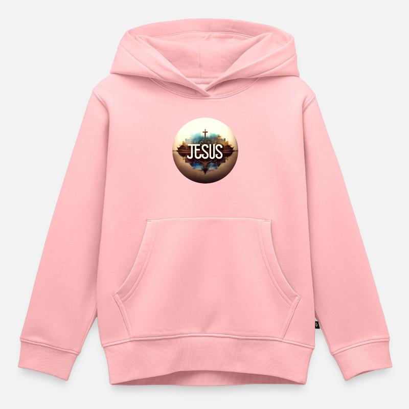 Jésus-Christ de Nazareth Foi Bible Jésus - Sweat Premium à capuche enfant bio - rose