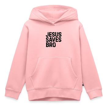 Jésus saves bro Jésus Faith don foi - Sweat Premium à capuche enfant bio - rose - Devant - AI Model Kid Female (0cm)