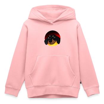 Deus Dackel - Kinder Premium Organic Hoodie - Rosa - Vorne - AI Model Kid Female (0cm)