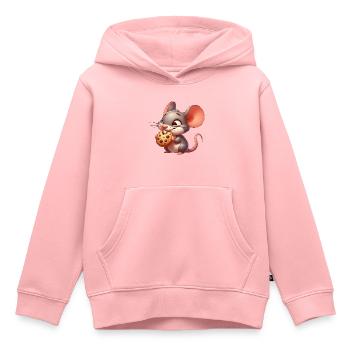 Cute cartoon mouse nibbling crispy cookie - Kids Premium Organic Hoodie - rose - Front - AI Model Kid Female (0cm)