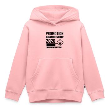 Schwangerschaftsankündigung Big Sister 2026 - Kinder Premium Organic Hoodie - Rosa - Vorne - AI Model Kid Female (0cm)