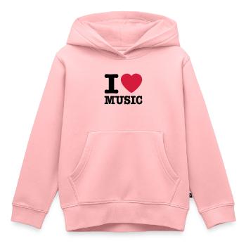 I love music FR - Sweat Premium à capuche enfant bio - rose - Devant - AI Model Kid Female (0cm)