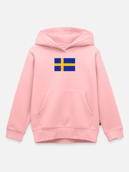 Svenska flaggan - Swedish Flag - Hoodie Premium barn ekologisk - rosa