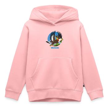 Yakari Vole Sur Grand-Aigle - Sweat Premium à capuche enfant bio - rose - Devant - AI Model Kid Female (0cm)