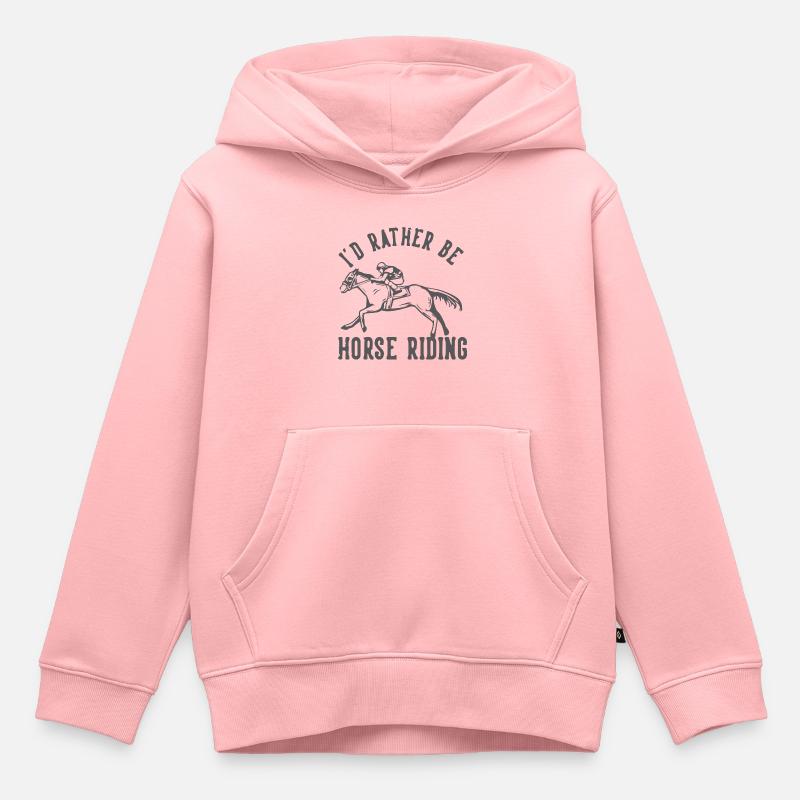 Chevaux chevaux - Sweat Premium à capuche enfant bio - rose