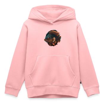 Illustration de poissons d’eau profonde - Sweat Premium à capuche enfant bio - rose - Devant - AI Model Kid Female (0cm)