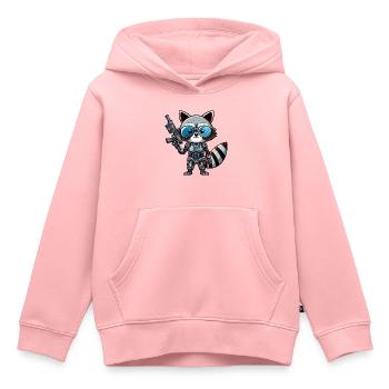 Cooler Waschbär Cyborg - Kinder Premium Organic Hoodie - Rosa - Vorne - AI Model Kid Female (0cm)