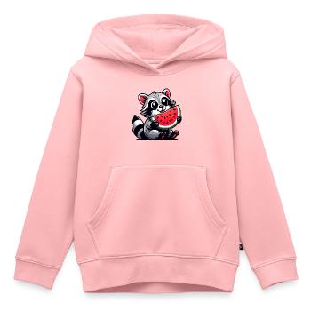 Waschbär Mit Wassermelone Fruchtig Lustig - Kinder Premium Organic Hoodie - Rosa - Vorne - AI Model Kid Female (0cm)