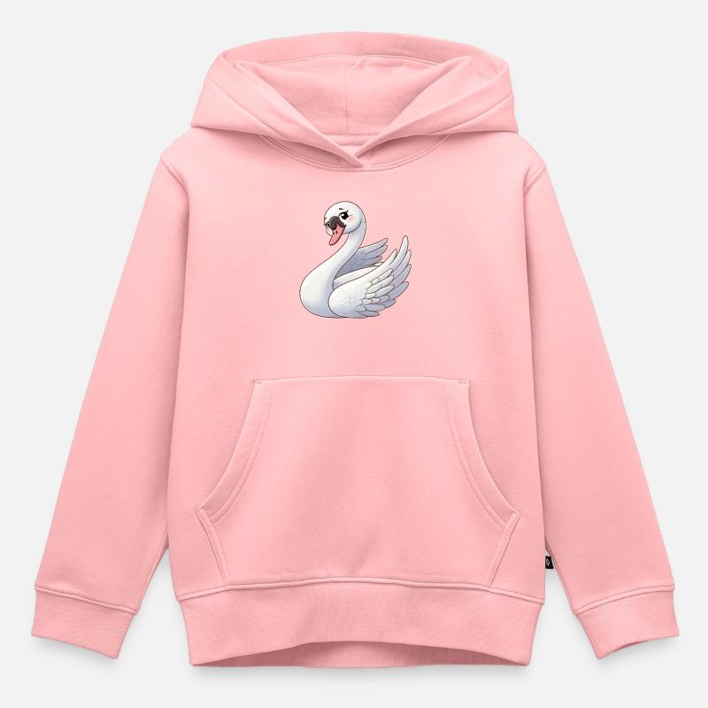 Cygne blanc comme ange céleste - Sweat Premium à capuche enfant bio - rose