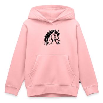 Tête de cheval - Sweat Premium à capuche enfant bio - rose - Devant - AI Model Kid Female (0cm)