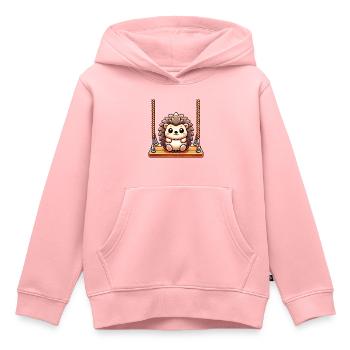 hérisson balançant aire de jeux dessin animé mignon - Sweat Premium à capuche enfant bio - rose - Devant - AI Model Kid Female (0cm)