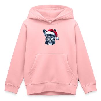 Frenchie présente - Sweat Premium à capuche enfant bio - rose - Devant - AI Model Kid Female (0cm)