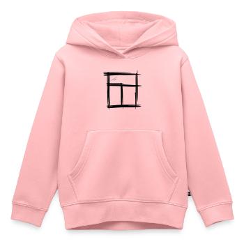Fenster, handgezeichnet, Bleistiftzeichnung - Kinder Premium Organic Hoodie - Rosa - Vorne - AI Model Kid Female (0cm)