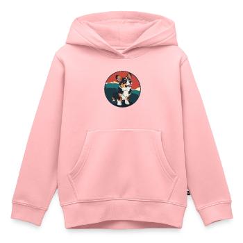 Chien Amoureux des chiens Sport canin - Sweat Premium à capuche enfant bio - rose - Devant - AI Model Kid Female (0cm)