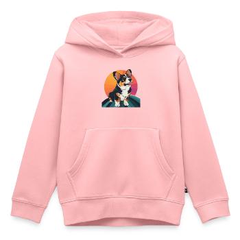 Chien Amoureux des chiens Sports canins - Sweat Premium à capuche enfant bio - rose - Devant - AI Model Kid Female (0cm)