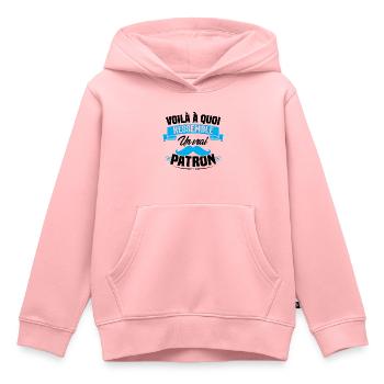 Voilà à quoi ressemble un vrai patron - Sweat Premium à capuche enfant bio - rose - Devant - AI Model Kid Female (0cm)