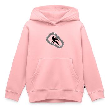 Climbing woman & Carabiner - Sweat Premium à capuche enfant bio - rose - Devant - AI Model Kid Female (0cm)