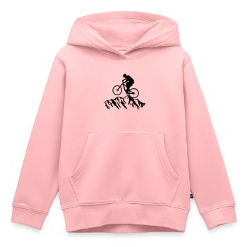 Mountain biking, mountain biking, cycling and mountains - Kids Premium Organic Hoodie - rose - Front - AI Model Kid Female (0cm)