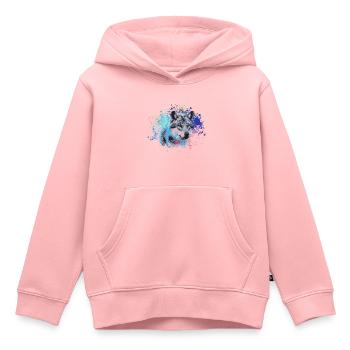 loup, chien, husky, chien, coloré, illustration - Sweat Premium à capuche enfant bio - rose - Devant - AI Model Kid Female (0cm)