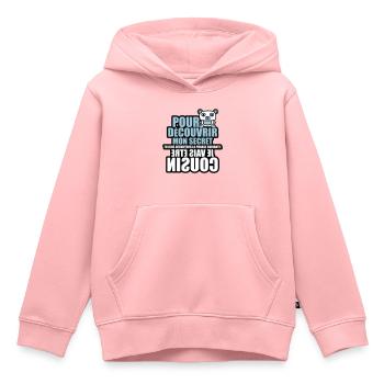 mon secret je vais être cousin - Sweat Premium à capuche enfant bio - rose - Devant - AI Model Kid Female (0cm)