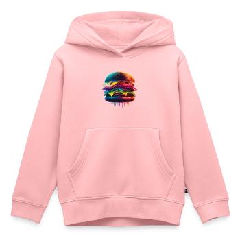 BURGER SPECK CHEDDAR - Kinder Premium Organic Hoodie - Rosa - Vorne - AI Model Kid Female (0cm)