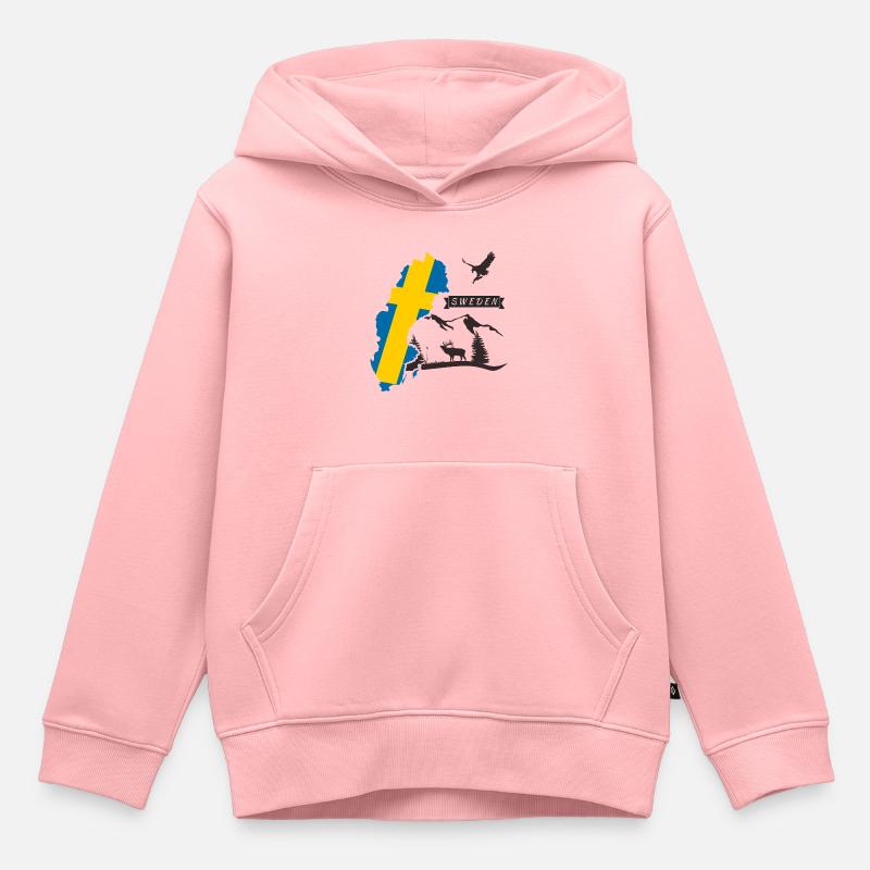 Suède Topographie Drapeau Suède Design - Sweat Premium à capuche enfant bio - rose