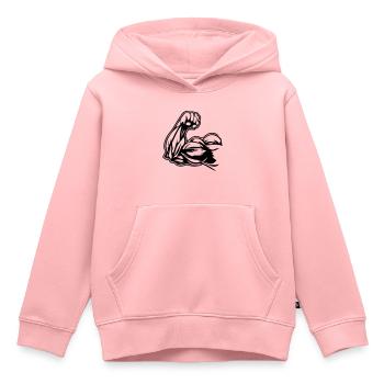 Muscles du bras biceps - Sweat Premium à capuche enfant bio - rose - Devant - AI Model Kid Female (0cm)