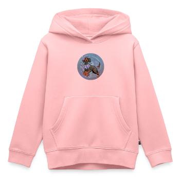 Chien Setter Irlandais mignon avec des fleurs - Sweat Premium à capuche enfant bio - rose - Devant - AI Model Kid Female (0cm)