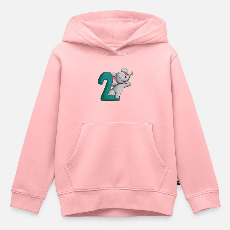 2e anniversaire éléphant - Sweat Premium à capuche enfant bio - rose
